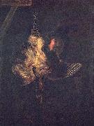 REMBRANDT Harmenszoon van Rijn Selbstportrat mit toter Rohrdommel oil painting on canvas